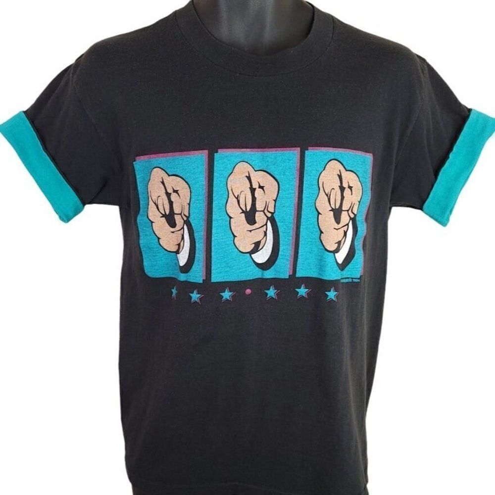 Ocean Pacific OP T Shirt Vintage 80s Pointing Fingers Political Made In USA Mens
